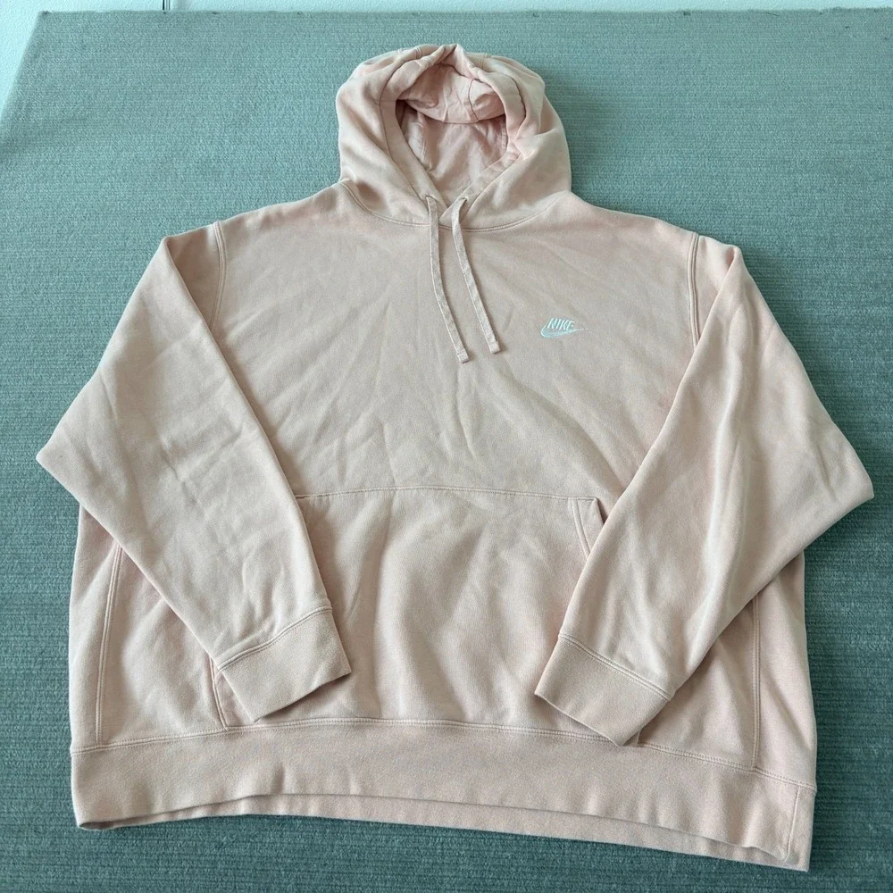 Nike  Sportswear Club Fleece Hoodie Sweater Unisex 3XL Pink Pockets Logo Lounge